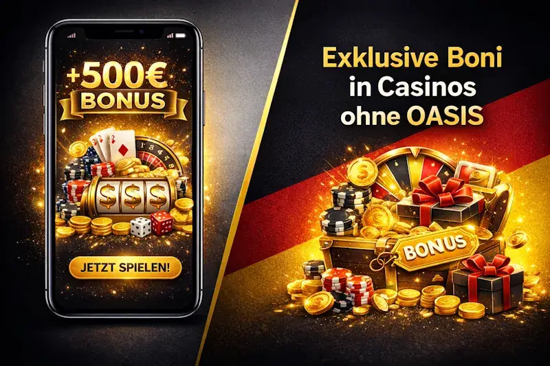 Willkommensbonus bis 2000 € + Freispiele in Casinos ohne OASIS